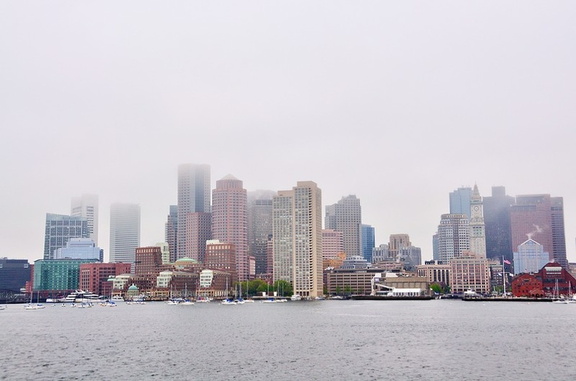 Boston skyline in fog